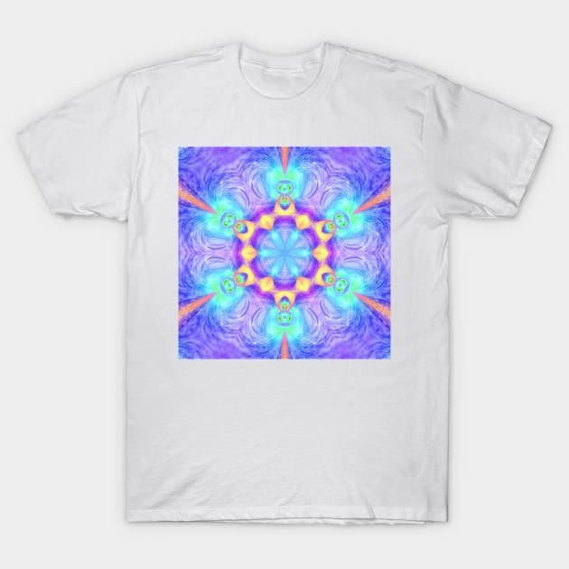 Gods from another dimension - mandala (blue version) T-Shirt by Katarina Spiralo